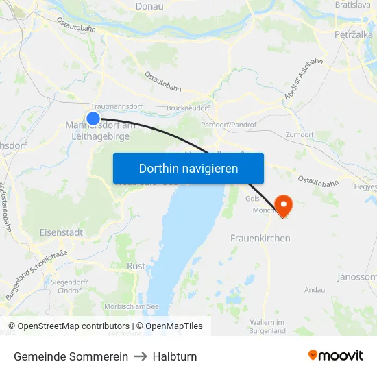 Gemeinde Sommerein to Halbturn map