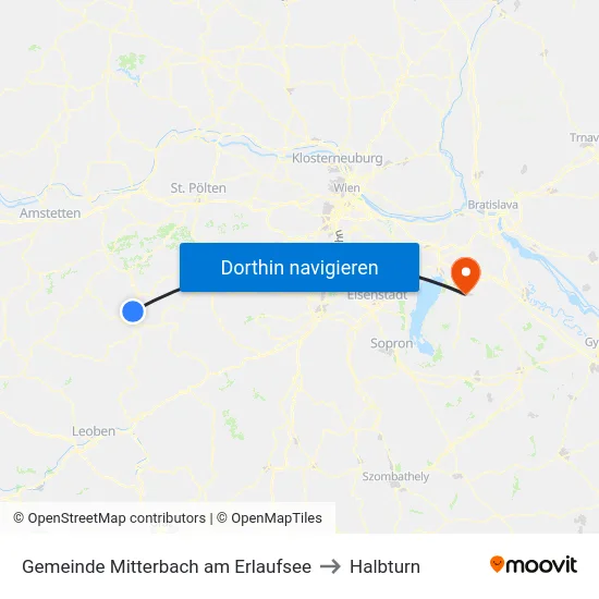 Gemeinde Mitterbach am Erlaufsee to Halbturn map