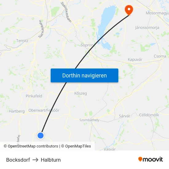 Bocksdorf to Halbturn map