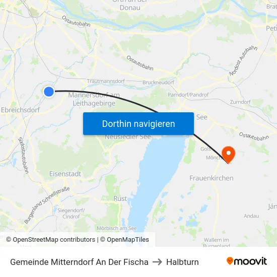 Gemeinde Mitterndorf An Der Fischa to Halbturn map