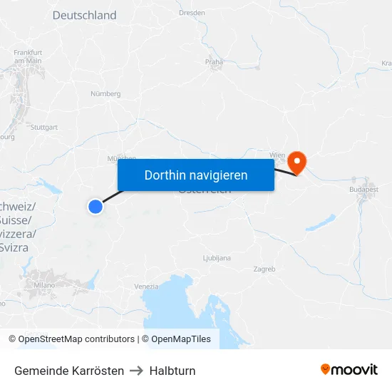 Gemeinde Karrösten to Halbturn map