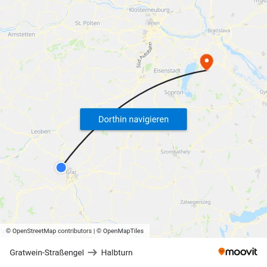Gratwein-Straßengel to Halbturn map