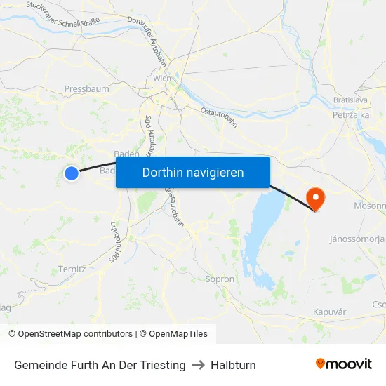 Gemeinde Furth An Der Triesting to Halbturn map