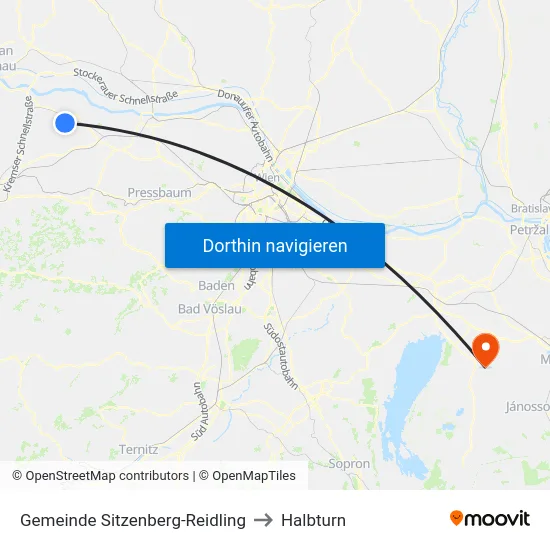 Gemeinde Sitzenberg-Reidling to Halbturn map