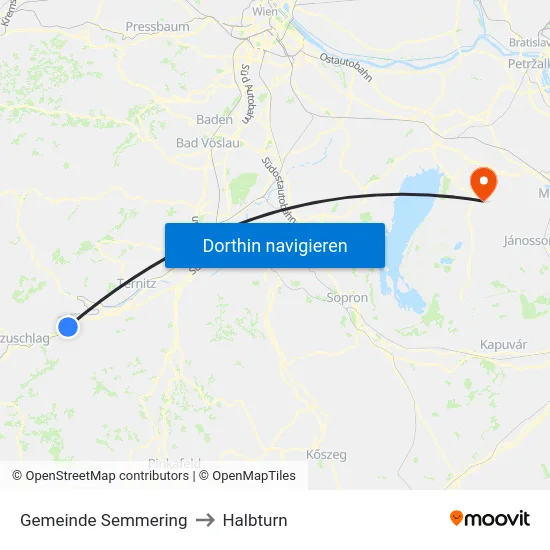 Gemeinde Semmering to Halbturn map
