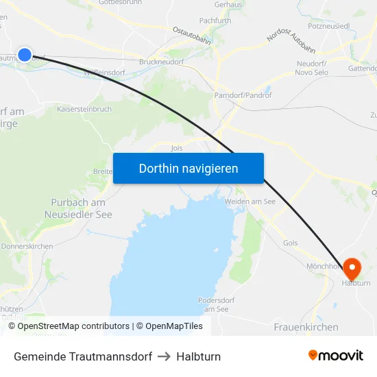 Gemeinde Trautmannsdorf to Halbturn map