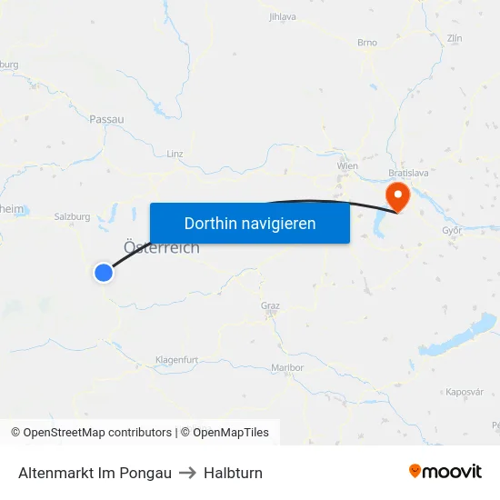 Altenmarkt Im Pongau to Halbturn map