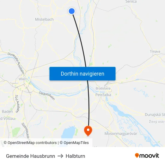 Gemeinde Hausbrunn to Halbturn map