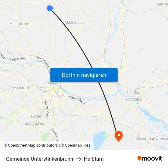 Gemeinde Unterstinkenbrunn to Halbturn map