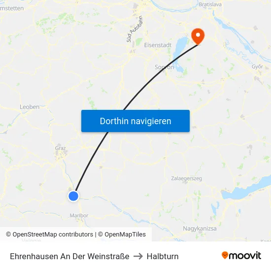 Ehrenhausen An Der Weinstraße to Halbturn map
