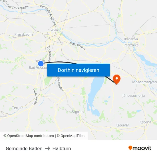 Gemeinde Baden to Halbturn map