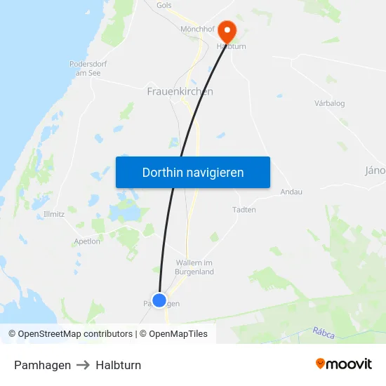 Pamhagen to Halbturn map