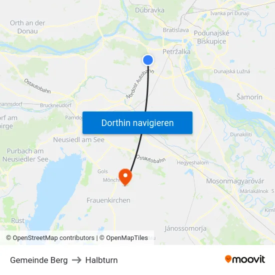 Gemeinde Berg to Halbturn map