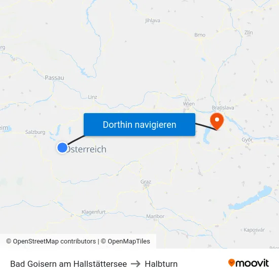 Bad Goisern am Hallstättersee to Halbturn map