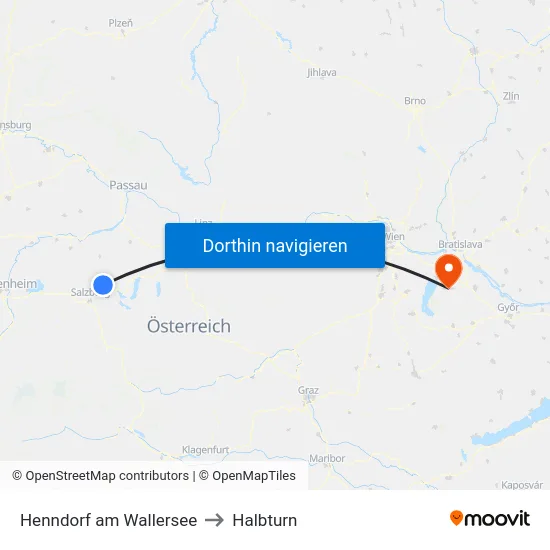 Henndorf am Wallersee to Halbturn map