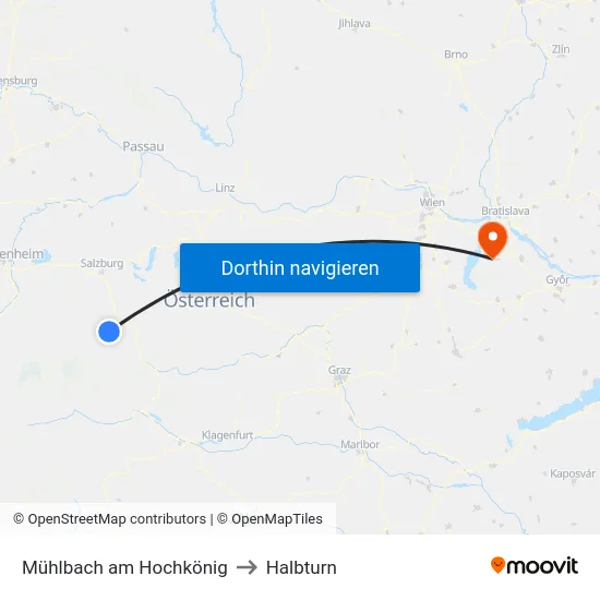 Mühlbach am Hochkönig to Halbturn map