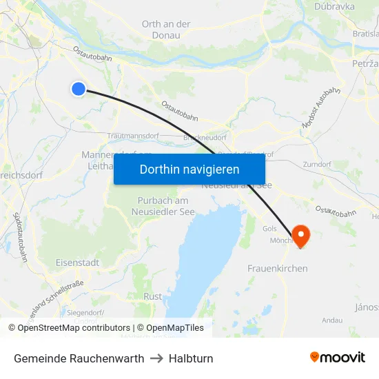 Gemeinde Rauchenwarth to Halbturn map