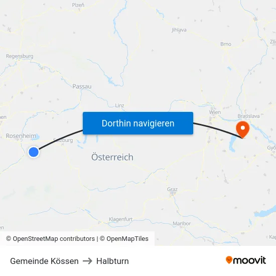 Gemeinde Kössen to Halbturn map