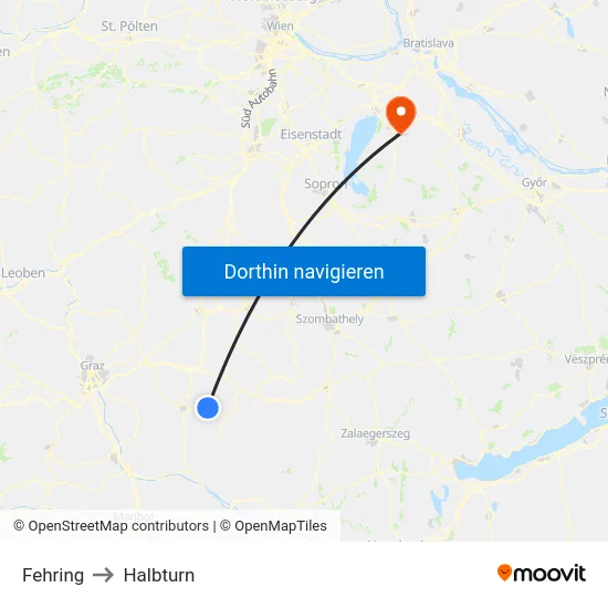 Fehring to Halbturn map