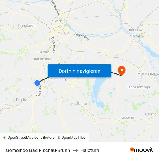 Gemeinde Bad Fischau-Brunn to Halbturn map