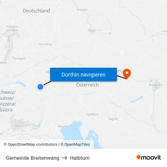 Gemeinde Breitenwang to Halbturn map
