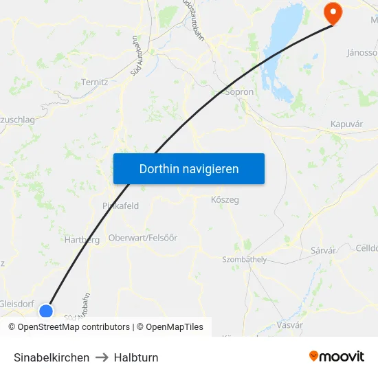 Sinabelkirchen to Halbturn map