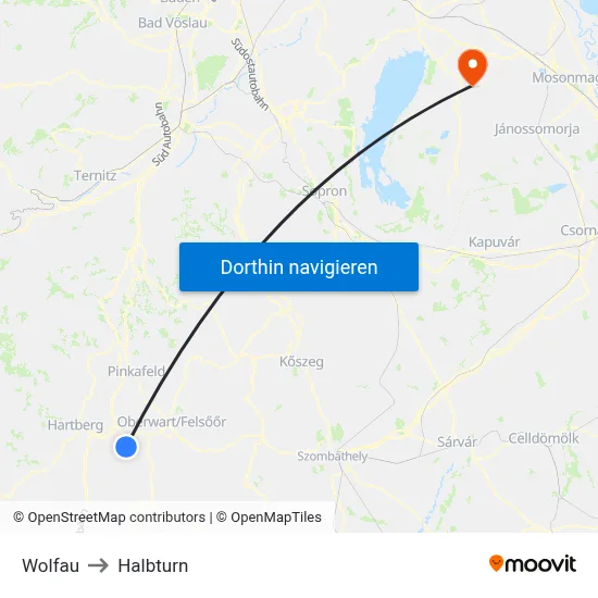 Wolfau to Halbturn map