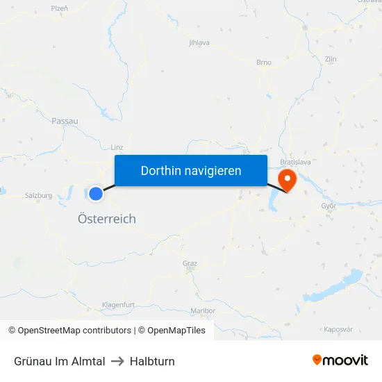 Grünau Im Almtal to Halbturn map
