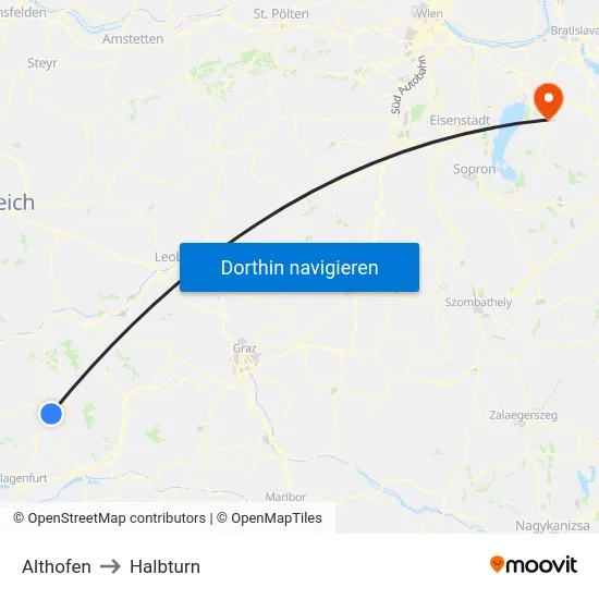 Althofen to Halbturn map