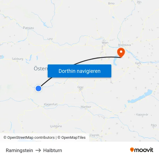 Ramingstein to Halbturn map