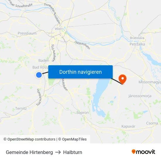 Gemeinde Hirtenberg to Halbturn map