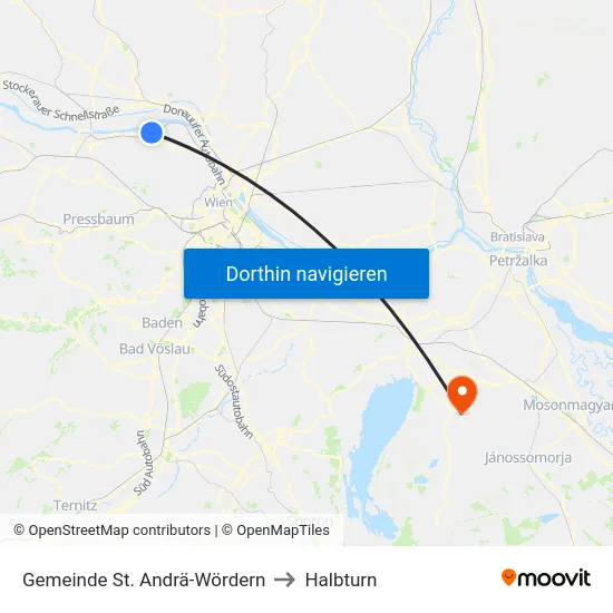 Gemeinde St. Andrä-Wördern to Halbturn map