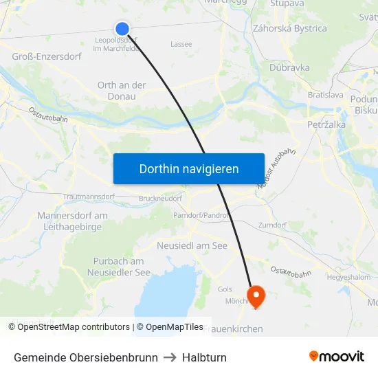 Gemeinde Obersiebenbrunn to Halbturn map