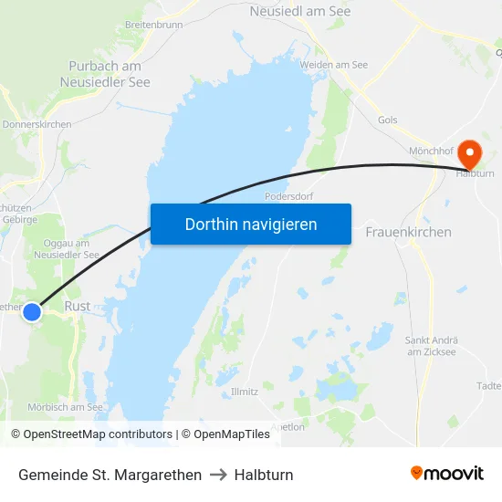 Gemeinde St. Margarethen to Halbturn map