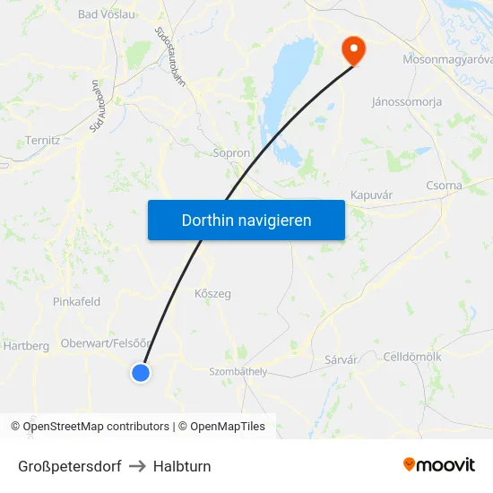 Großpetersdorf to Halbturn map
