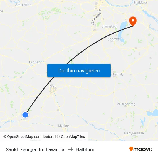 Sankt Georgen Im Lavanttal to Halbturn map