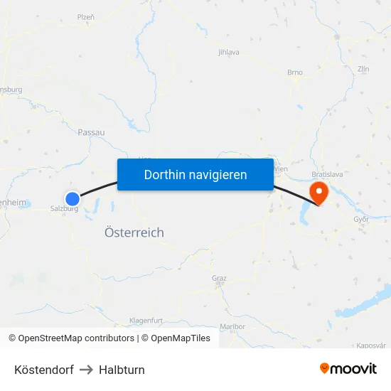 Köstendorf to Halbturn map