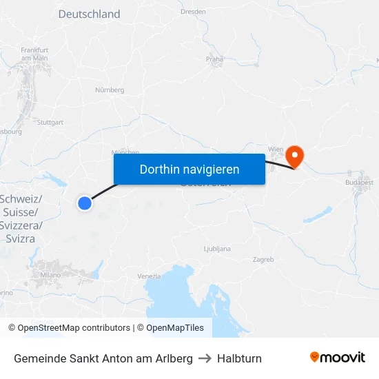 Gemeinde Sankt Anton am Arlberg to Halbturn map