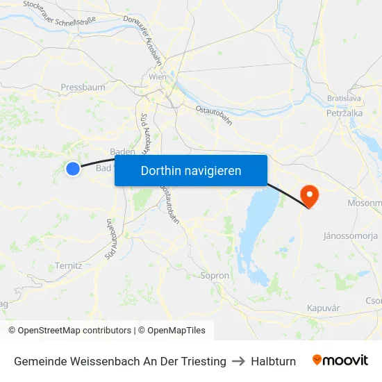 Gemeinde Weissenbach An Der Triesting to Halbturn map