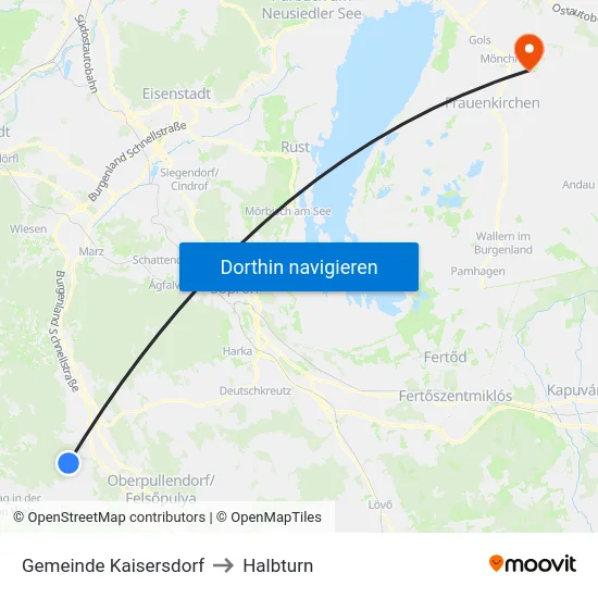 Gemeinde Kaisersdorf to Halbturn map