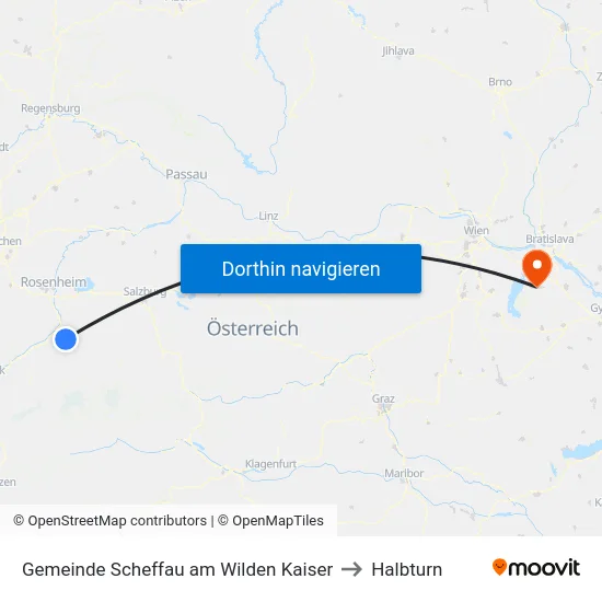 Gemeinde Scheffau am Wilden Kaiser to Halbturn map