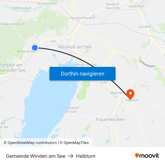 Gemeinde Winden am See to Halbturn map