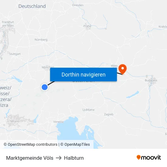 Marktgemeinde Völs to Halbturn map