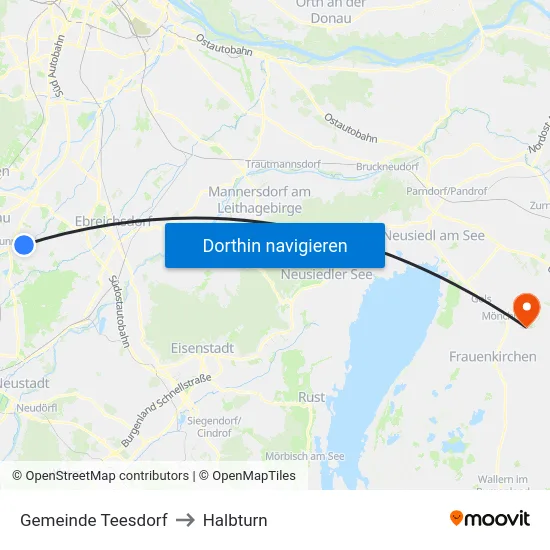 Gemeinde Teesdorf to Halbturn map