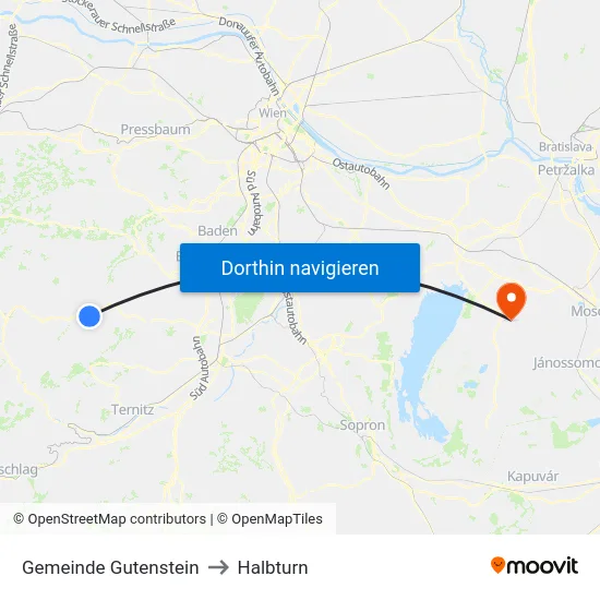 Gemeinde Gutenstein to Halbturn map
