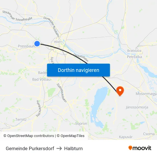 Gemeinde Purkersdorf to Halbturn map
