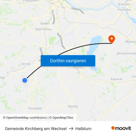 Gemeinde Kirchberg am Wechsel to Halbturn map
