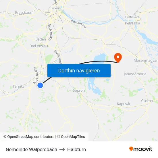 Gemeinde Walpersbach to Halbturn map