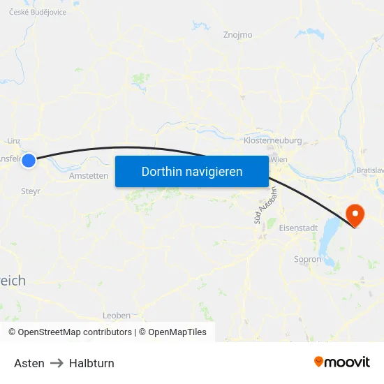 Asten to Halbturn map