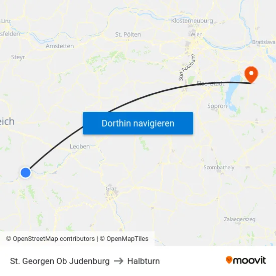 St. Georgen Ob Judenburg to Halbturn map